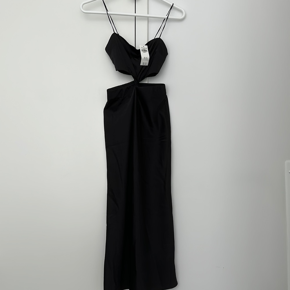 Abercrombie - Side Cutout Midi Slip Dress XXS - Petite - Black